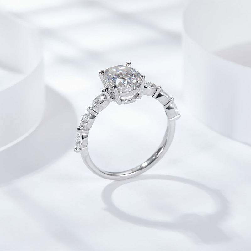 KERXI Oval 2.31 carat 18K white gold ring