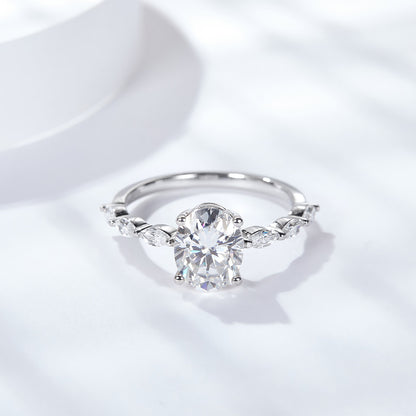 KERXI Oval 2.31 carat 18K white gold ring