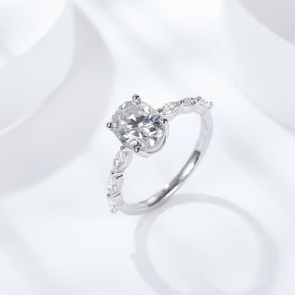 KERXI Oval 2.31 carat 18K white gold ring